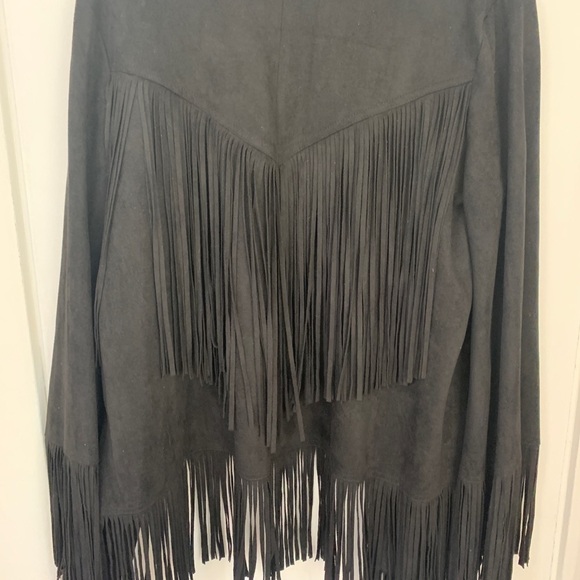 Show Me Your Mumu Marfa Fringe Jacket in Black Faux Suede - Picture 7 of 9